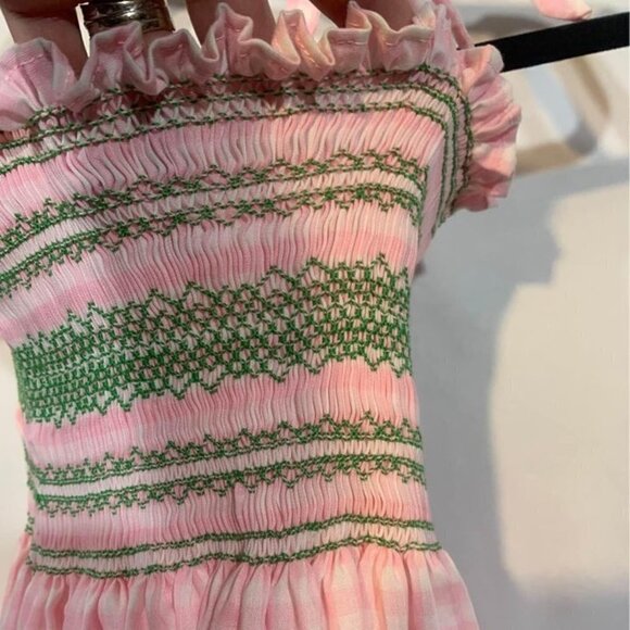 GIRLS gingham elastic bodice sundress. Adorable bow tie shoulders. Size 6/8 - Picture 5 of 6